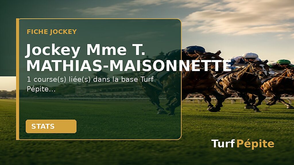 Jockey Mme T. MATHIAS-MAISONNETTE : fiche, courses et statistiques