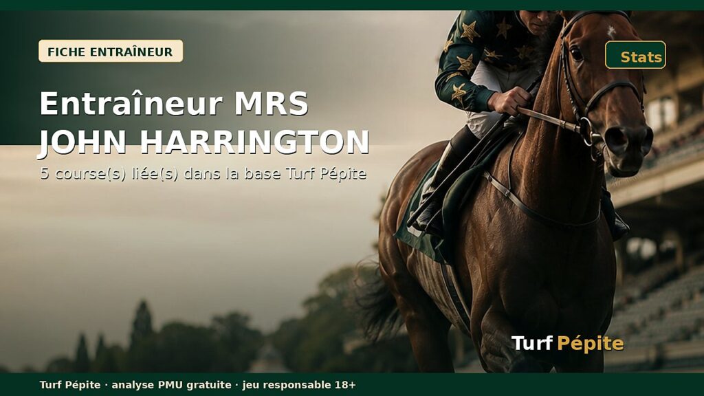 Entraîneur MRS JOHN HARRINGTON : fiche, courses et statistiques