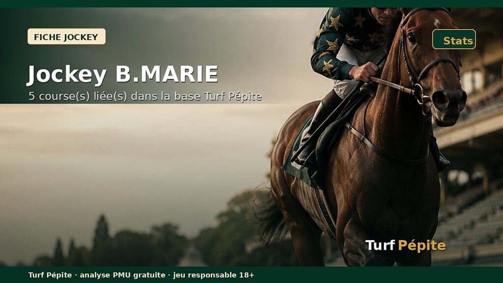 Jockey B.MARIE : fiche, courses et statistiques