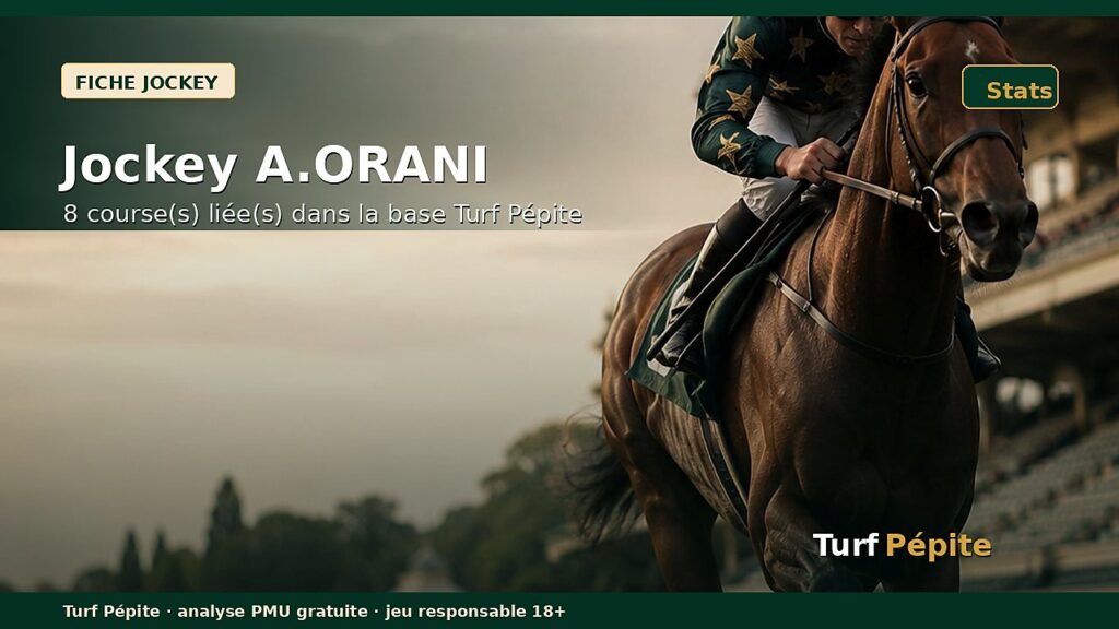 Jockey A.ORANI : fiche, courses et statistiques