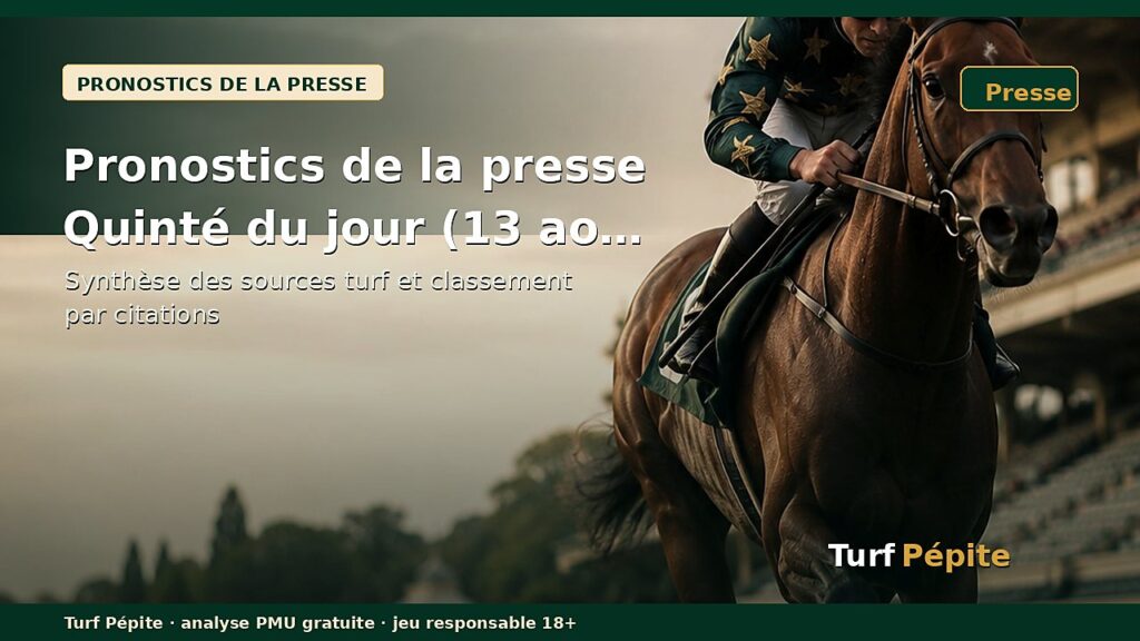 Pronostics de la presse Quinté du jour (13 août 2026)