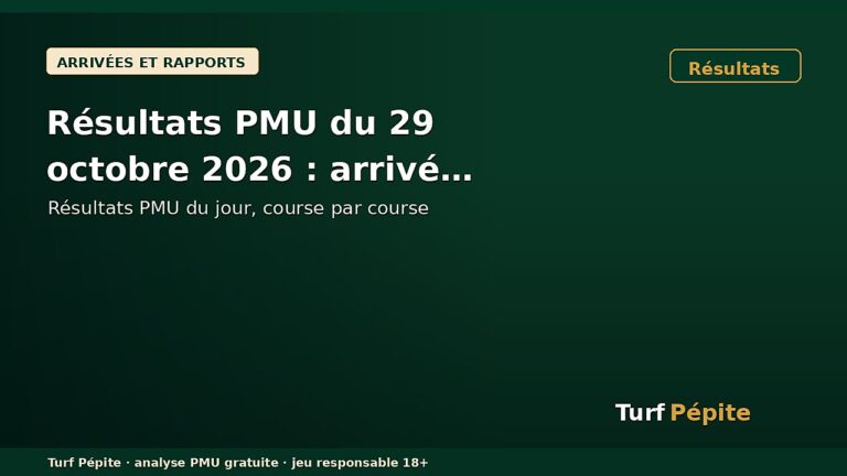 Résultats PMU du 29 octobre 2026 : arrivées et rapports